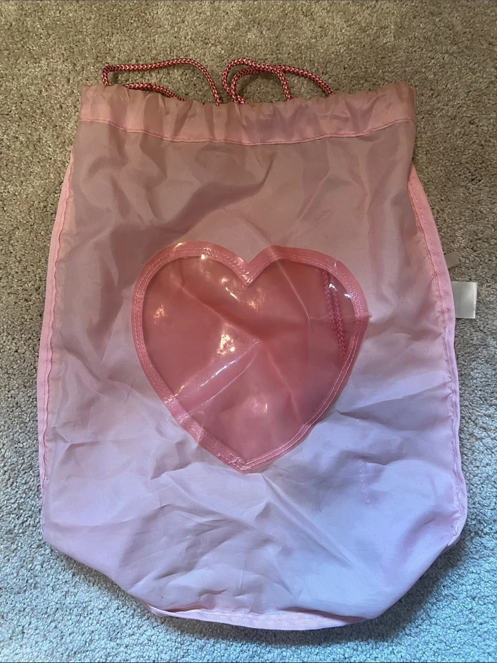 Pink Heart Drawstring Bag
